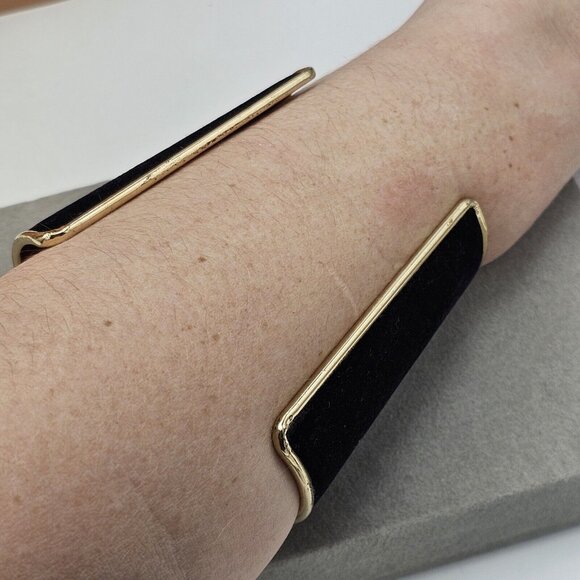 Modern Smooth Black Velvet Bracelet Women Statement Femme Bangle Cuff Sleeve - Picture 2 of 8